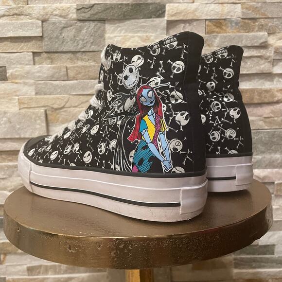 Nightmare Before Christmas Platform High Tops | Jack Sally Skulls Sz 10 Disney - Picture 8 of 11